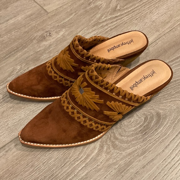 JEFFREY CAMPBELL Shoes Billy Brown Suede Pointed Toe Western Mule 7.5 - Picture 3 of 9